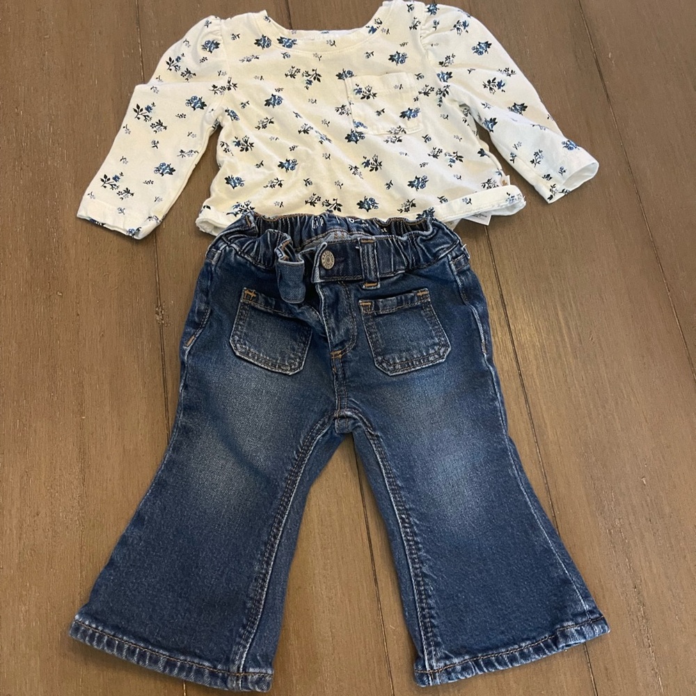 Baby gap bell bottom jeans and top